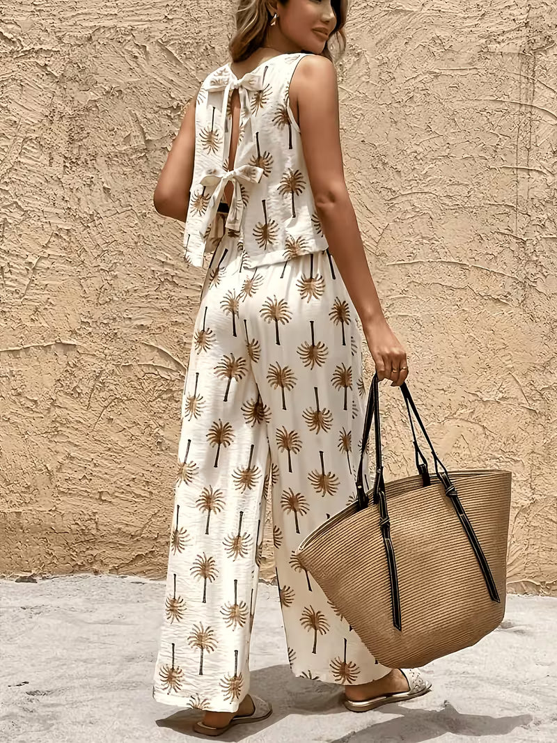 Women's Elegant 2-Piece Sleeveless Top and Pants Set – Casual Summer Outfit