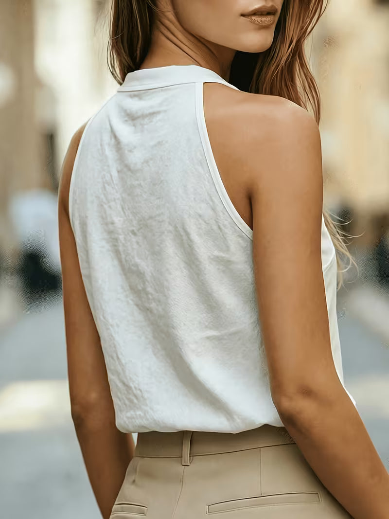 Women's Halter Neck Sleeveless Vest – Hollow Lace V-Neck Camisole Top
