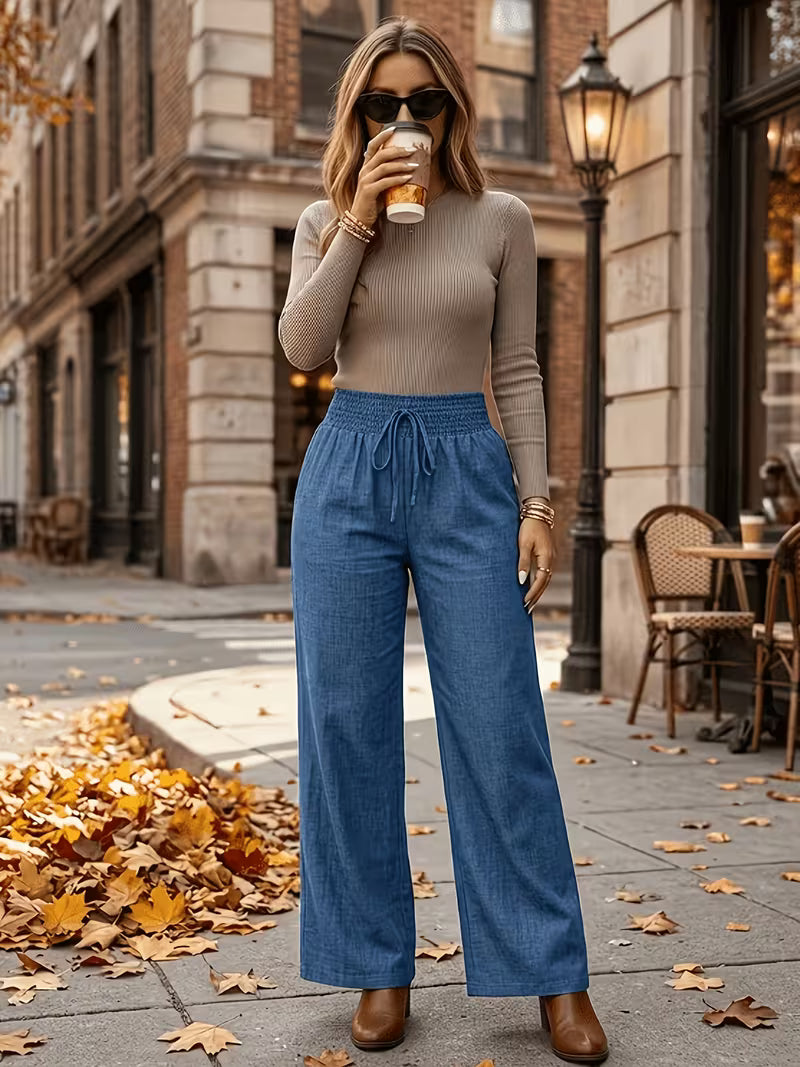 Women's Casual Wide-Leg Pants – High-Waist Flowy Trousers