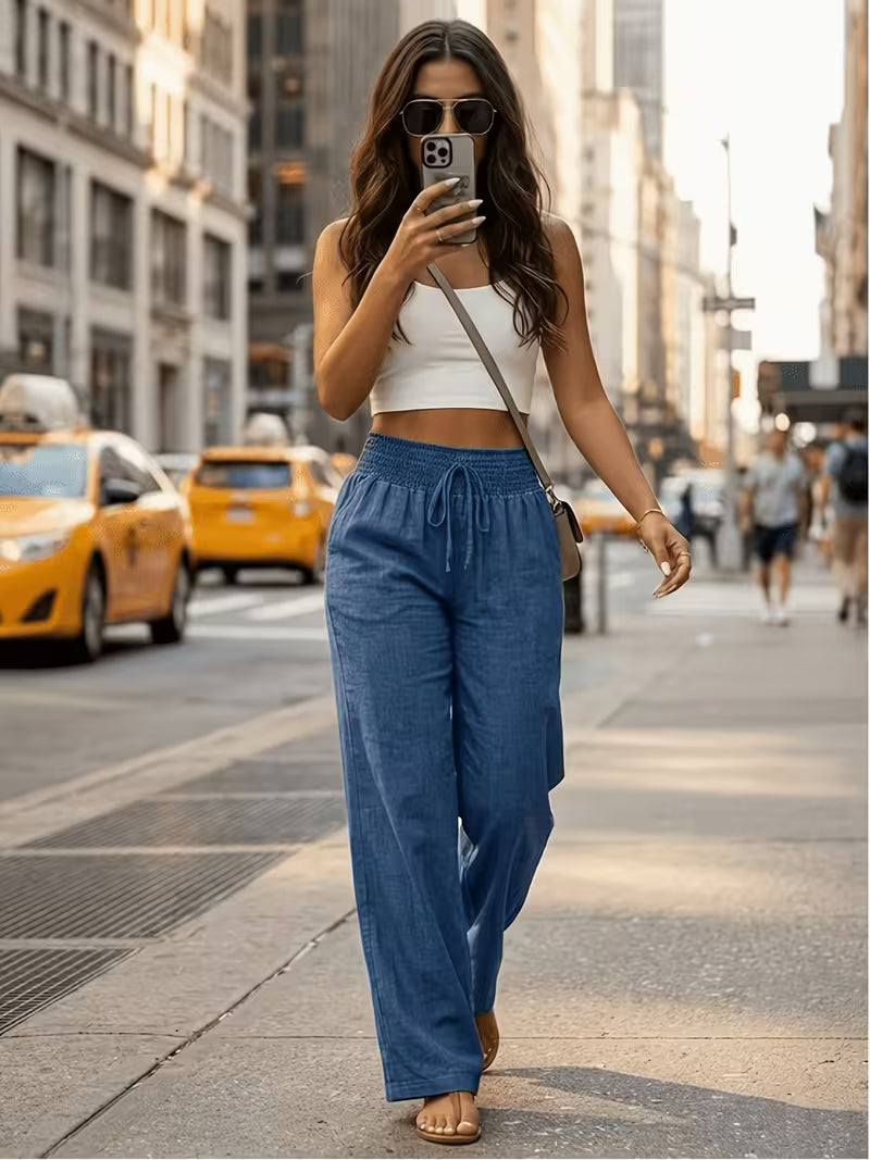Women's Casual Wide-Leg Pants – High-Waist Flowy Trousers