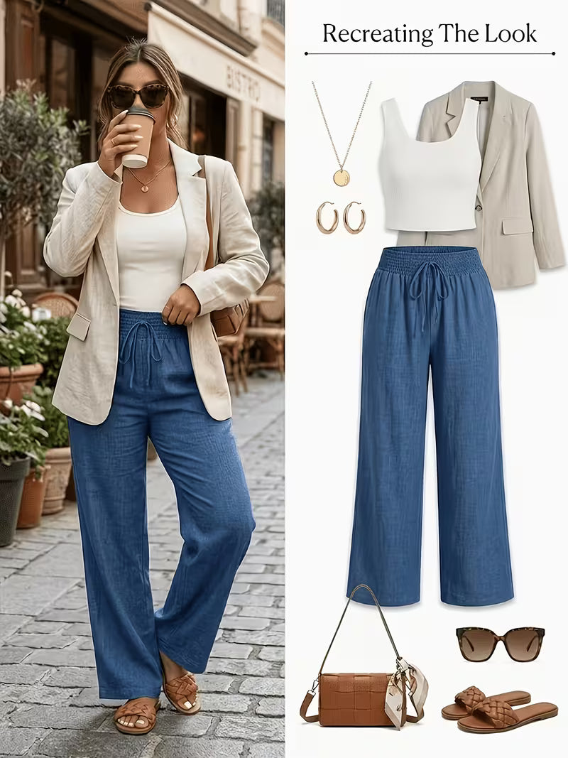 Women's Casual Wide-Leg Pants – High-Waist Flowy Trousers