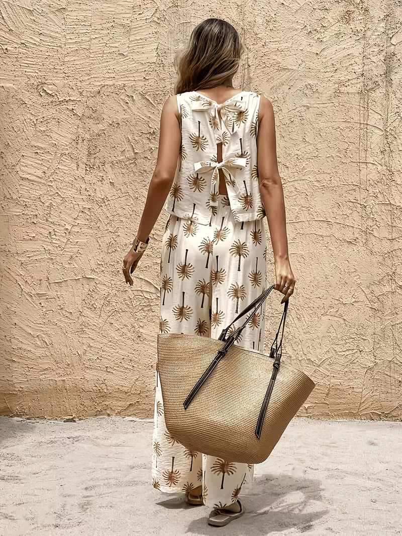 Women's Elegant 2-Piece Sleeveless Top and Pants Set – Casual Summer Outfit